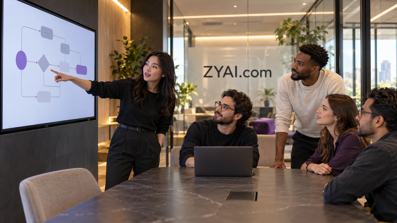 A practical AI product team in a contemporary software studio